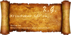 Kriszhaber Géza névjegykártya
